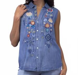NEW KYLA SEO selah denim blouse in multi